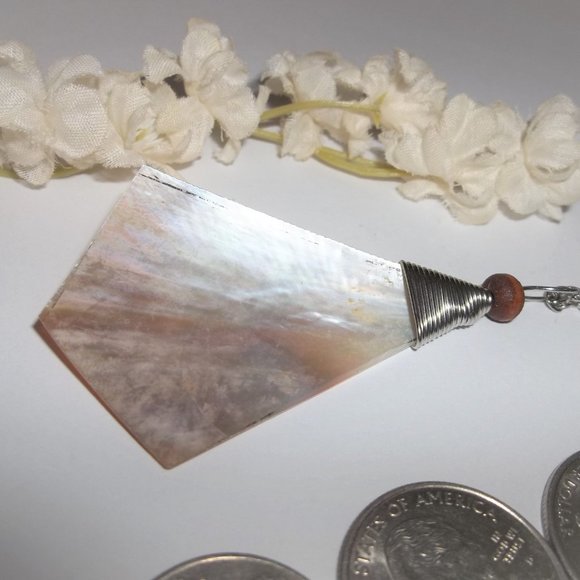 Orange Pre-owned Necklace, Necklace, Shell Necklace, Wire Wrapped Necklace 7671 - Picture 5 of 8